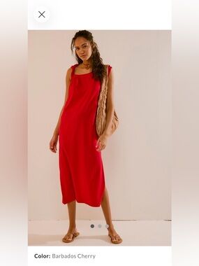 Free People Barbados Cherry Tie-Shoulder Midi Dress
